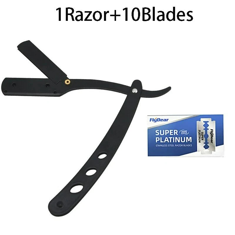 Men's Folding Straight Razor – Replaceable Stainless Blade Men's Folding Razor HIP C635-1razor 10 blade