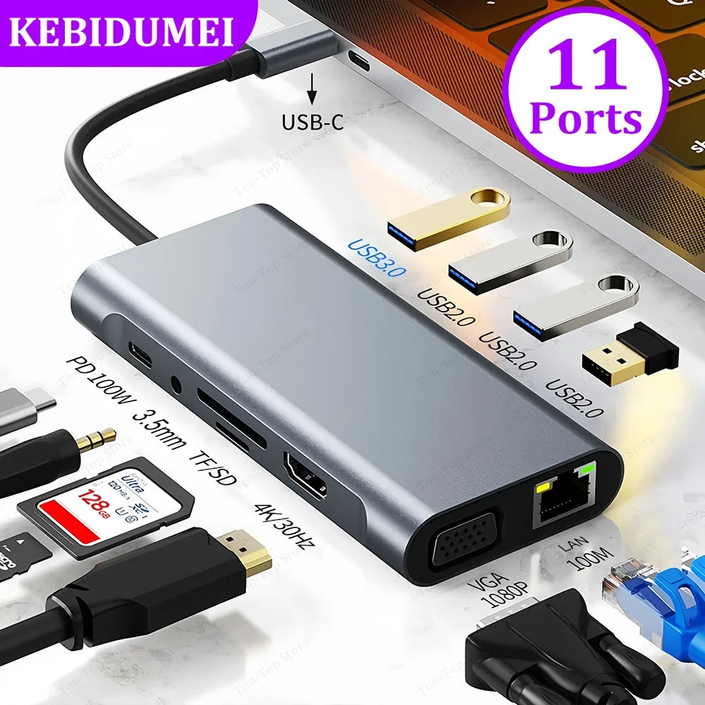 11-in-1 USB-C Docking Station – 4K HDMI, PD 87W, USB 3.0 USB-C Docking Station HIP