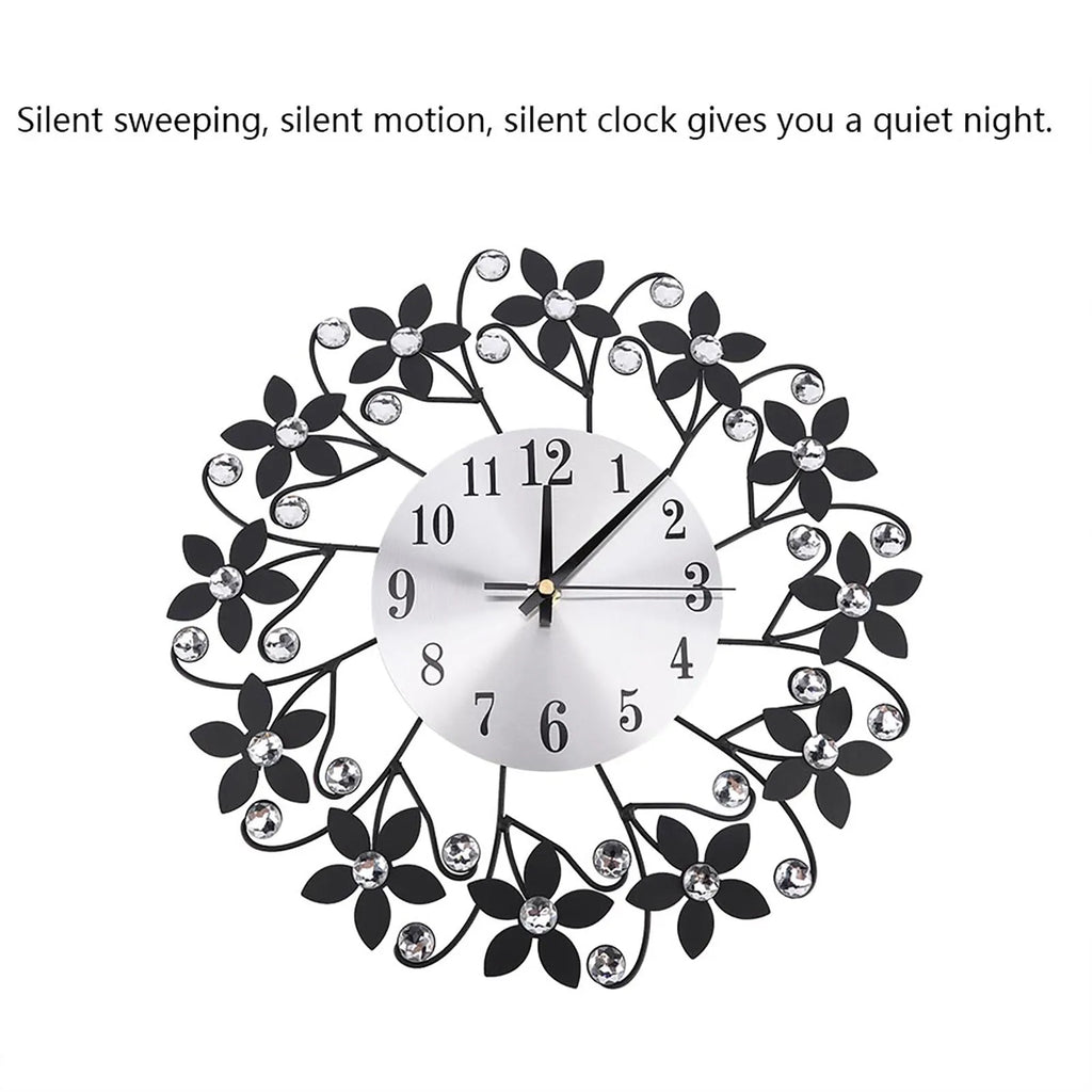 Modern Metal Wall Clock Crystal Home Office Decor Silent Metal Fashion Wall Clock HIP