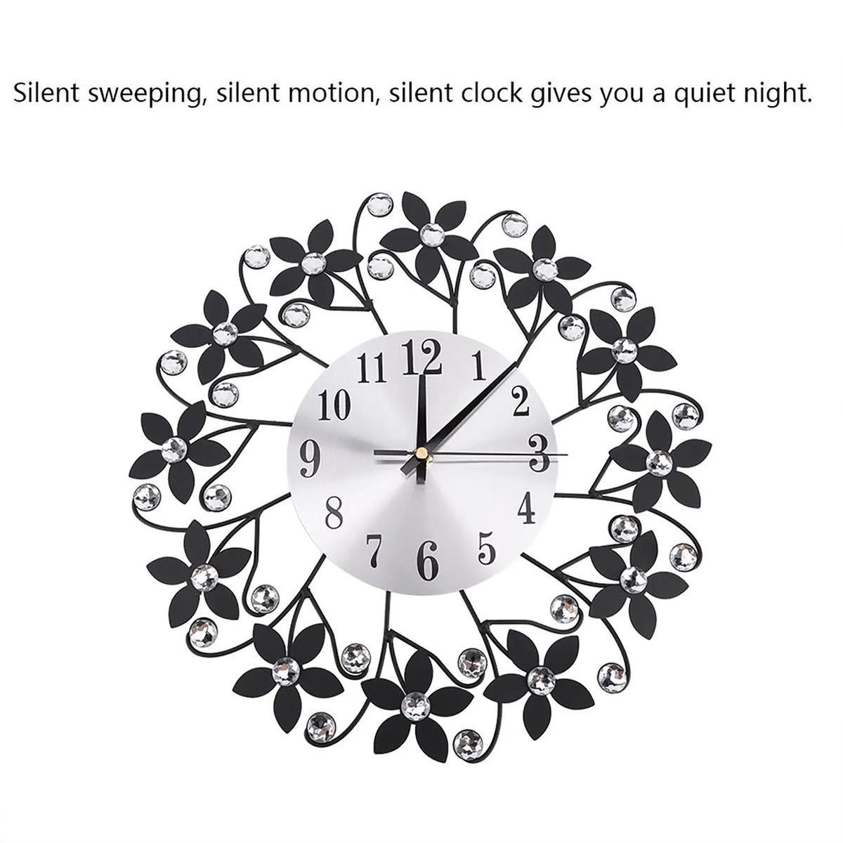 Modern Metal Wall Clock Crystal Home Office Decor Silent Metal Fashion Wall Clock HIP