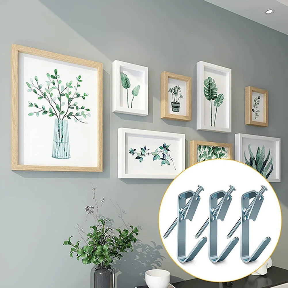 20Sets 30LB Golden Heavy Duty Picture Hangers with Nails Photo Frame Hooks Drywall Oil Painting Mirror Picture Hanging Hook HIP
