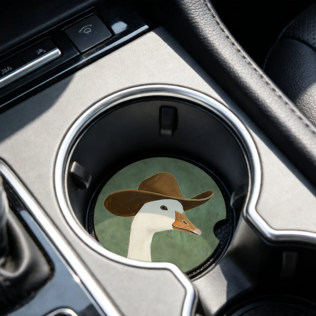 Cowboy Goose Car Cup Holder Mats – Set of 2 Non-Slip Coasters Car Cup Holder Mats HIP