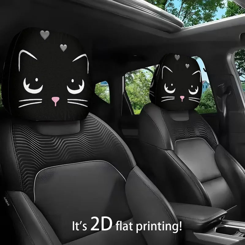 2-Pack Cat Face Car Headrest Covers – Elastic Fit | HIP Car Headrest Cover HIP
