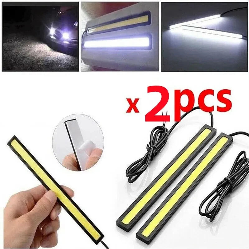 2-Pack 17cm COB LED Daytime Running Lights – Waterproof DRL DRL Fog Light Strip HIP