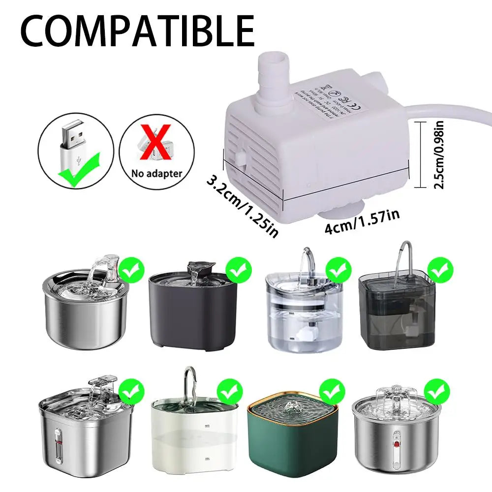 Cat Water Dispenser Replacement Pump, Adjustable Flow Rate, Energy-Saving Silent Design, Suitable for Cat Dog Drinking Fountain HIP