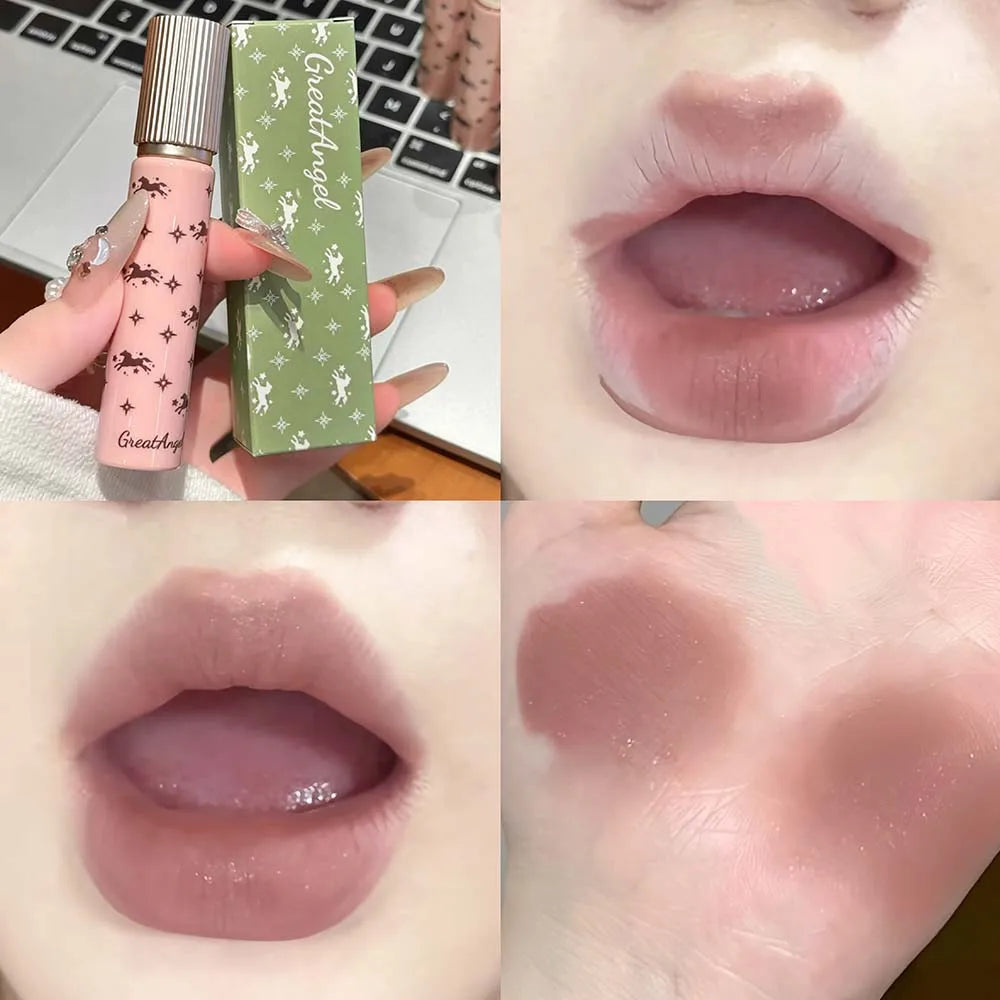 Silky Velvet Matte Lip Glaze Non-Stick Cup Smooth Lilac Gray Liquid Lipstick Highly Pigmented Transfer-Proof Lip Cream Makeup HIP 02