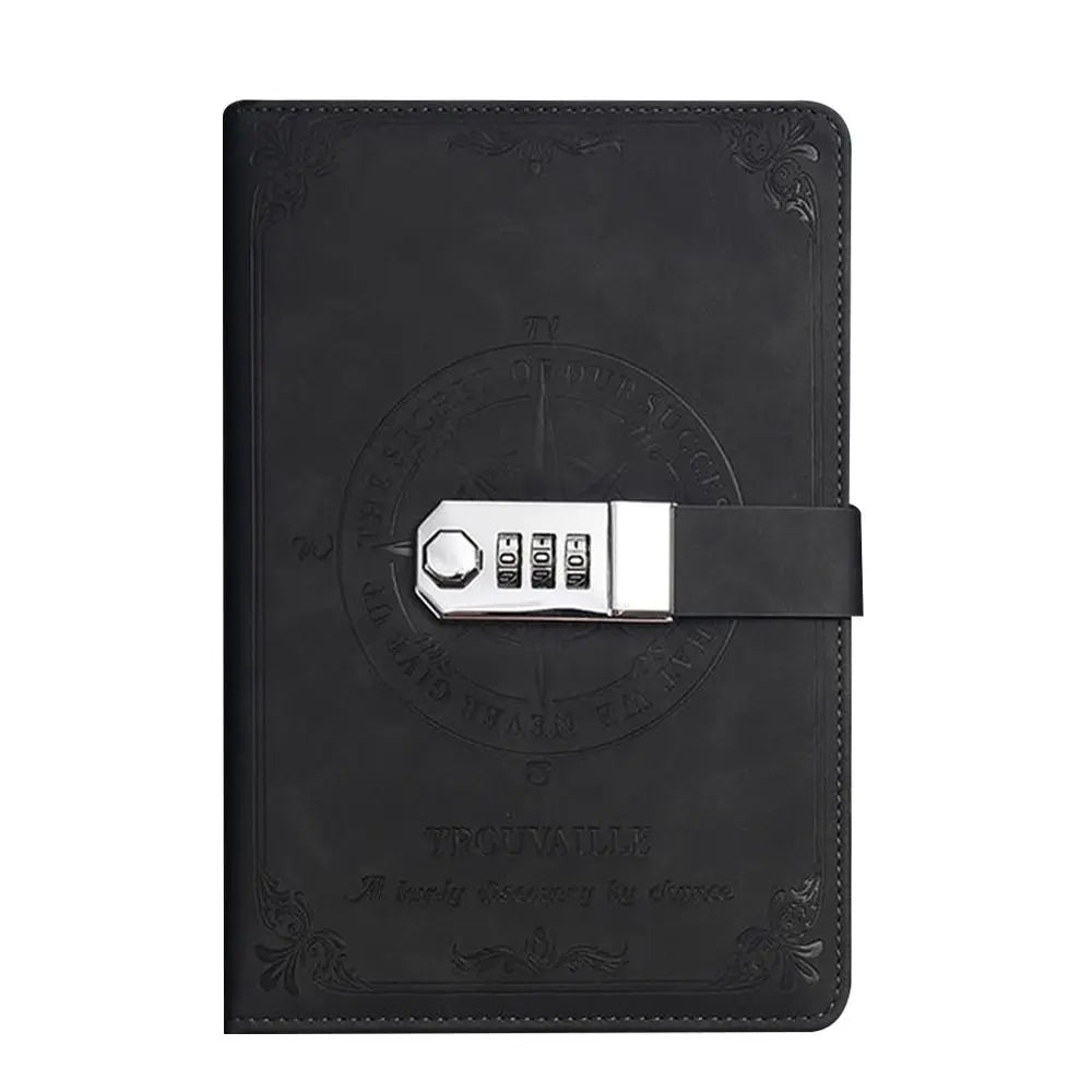 A5 Password Lock Notebook – 200-Page PU Leather Retro Diary Password Lock Notebook HIP