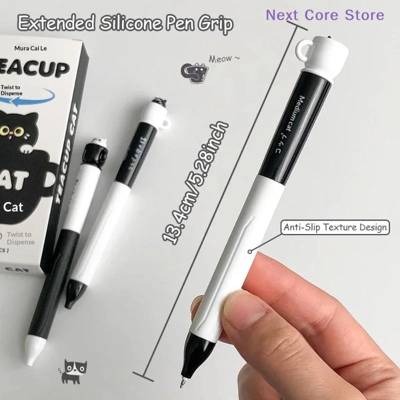 Cute Teacup Cat Gel Pen 0.5mm – Quick Dry Rotating Design Novelty Gel Pen HIP