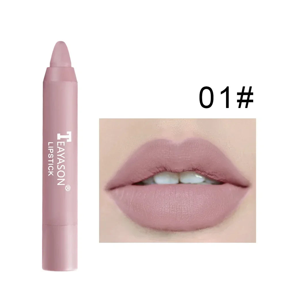 12 Colors Velvet Matte Lipsticks Pencil Waterproof Long Lasting Sexy Red Lip Stick on-Stick Cup Makeup Lip Tint Pen HIP 01