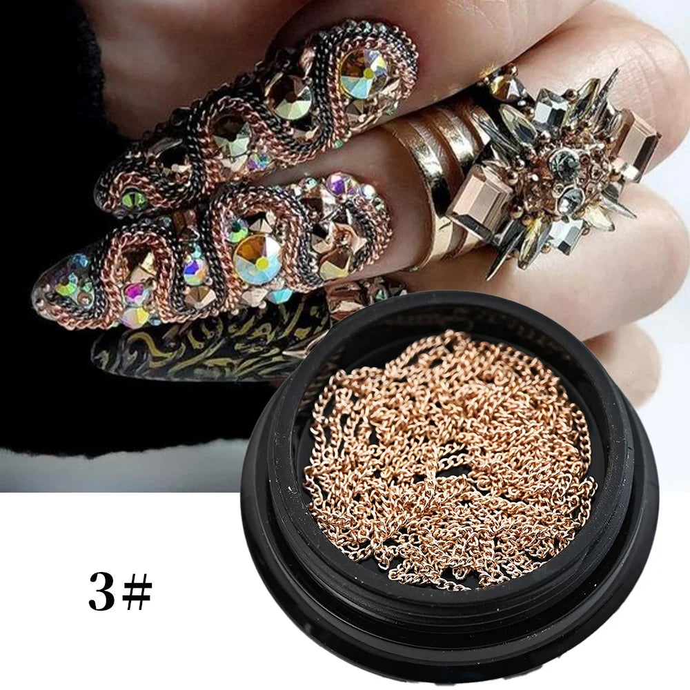 100cm Nail Bracelet Jewelry Metallic And Gold-Colored Chain For Retro Punk Style Nail Accessories Nail Decoration Fittings HIP 3