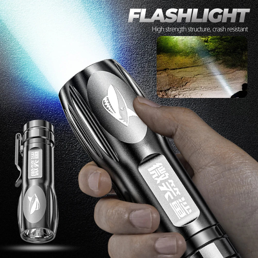 Mini Torch High Power LED Flashlight USB Rechargeable Fixed Focus Flash Lamp Portable Camping Waterproof Flashlight Lighting HIP