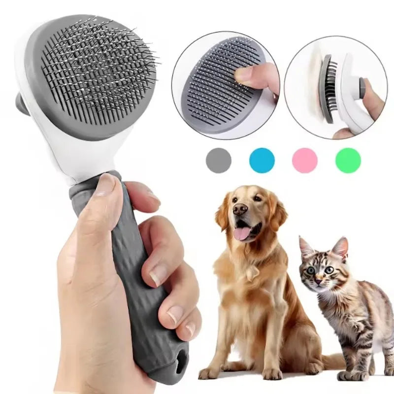 One-Click Self-Cleaning Pet Slicker Brush for Dogs & Cats Pet Grooming Brush HIP