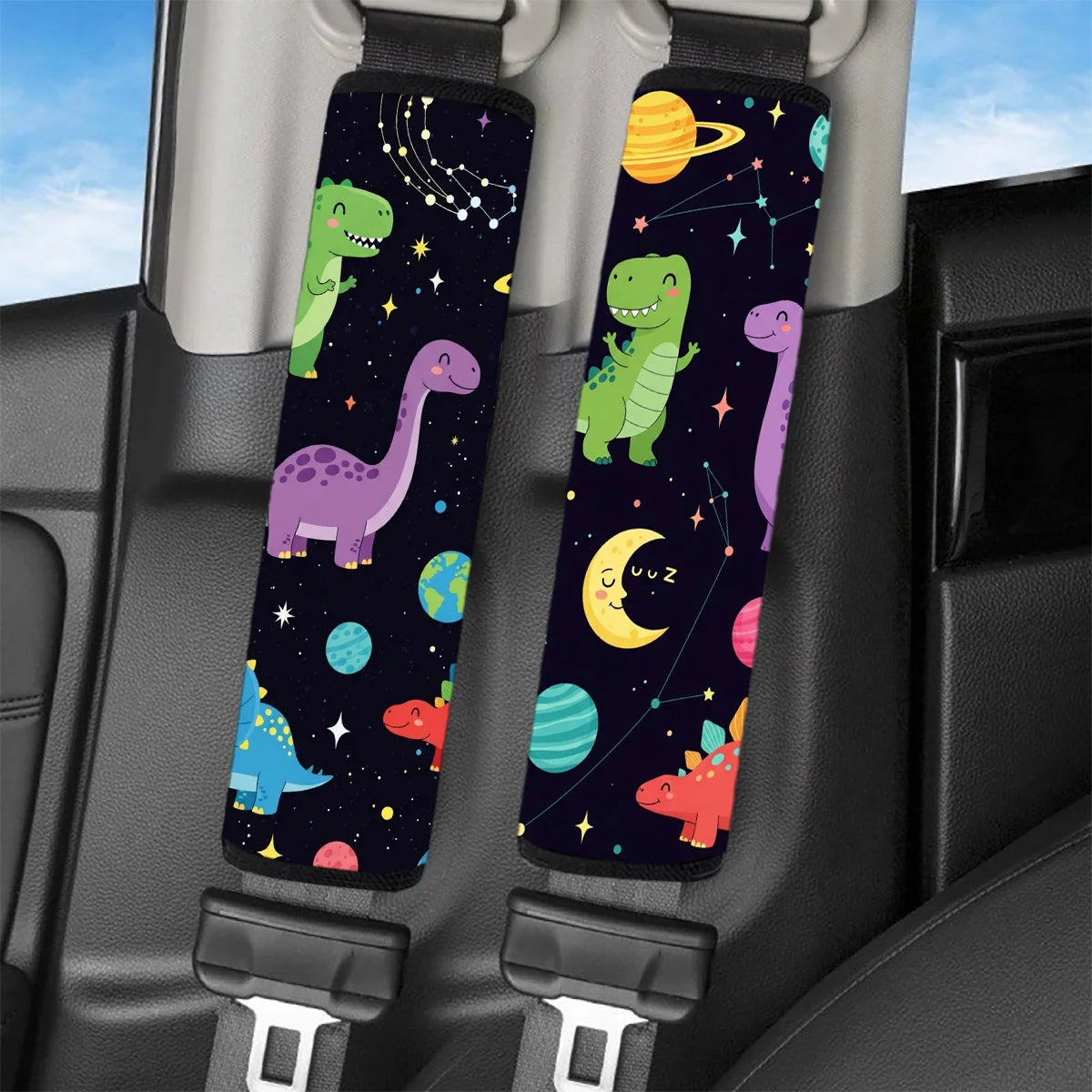2-Pack Dinosaur Planet Car Seat Belt Shoulder Pads 9.8x11.3" Seat Belt Shoulder Pad HIP