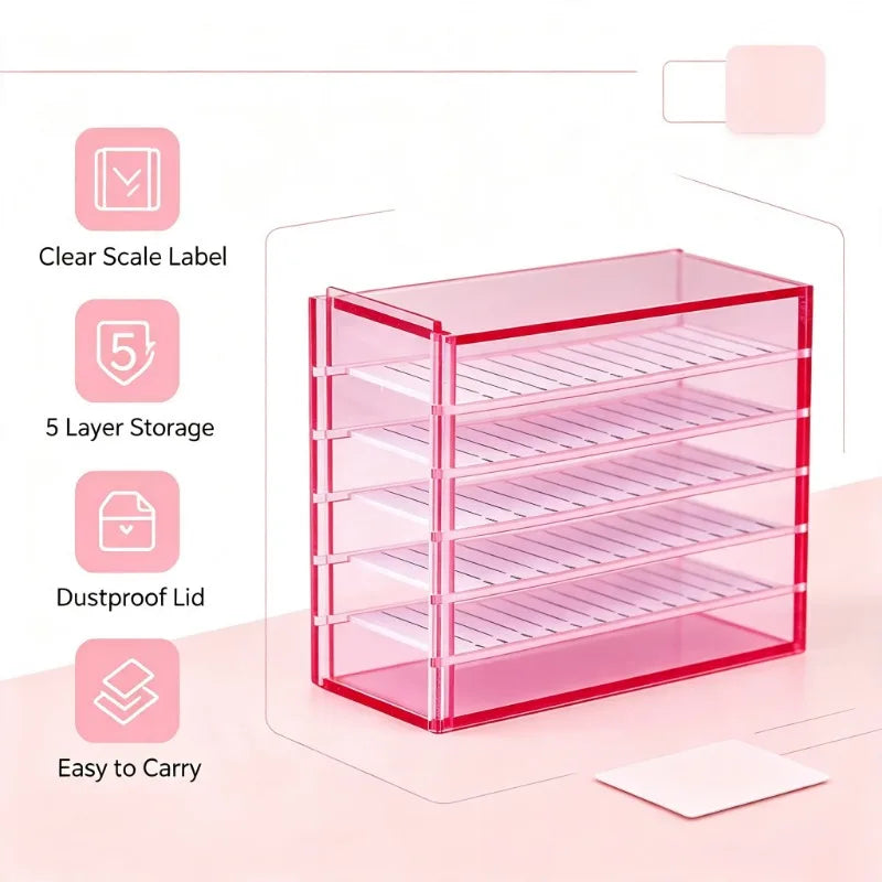5 Layers Eyelash Extensions Storage Box Muti-color Grafting False Eyelash Organizer Display Stand for Lash Salon Makeup Supplies HIP