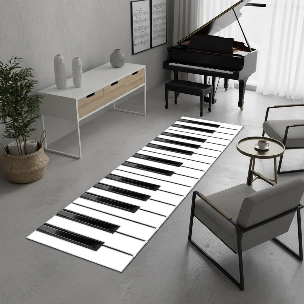 Piano Keys Runner Rug – Non-Slip Musical Notes Floor Mat Runner Rug HIP 1 40x120cm-Felt
