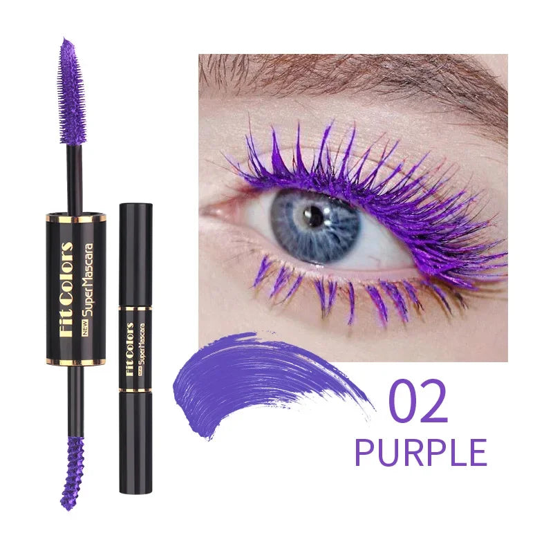 5Color Double Head Mascara Waterproof Fast Dry Eyelashes Curls Extension Make-Up Eyelashe Blue Purple Black White Coffee Mascara HIP 02