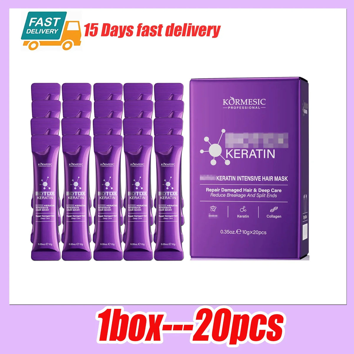 Keratin Hair Mask – 5-Second Deep Moisture & Frizz Control Keratin Hair Mask HIP 20pcs-1box