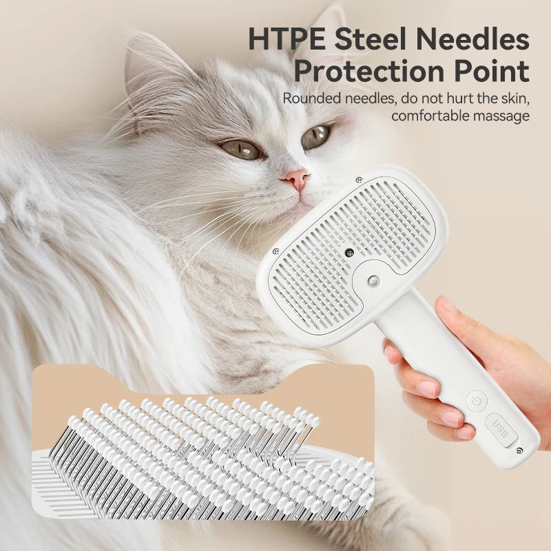 ROJECO Pet Steam Comb Electric Spray Brushes For Dog Cat Hair Removal Combs Pet Hair Grooming Tool Hair Remover Water Mist Brush HIP