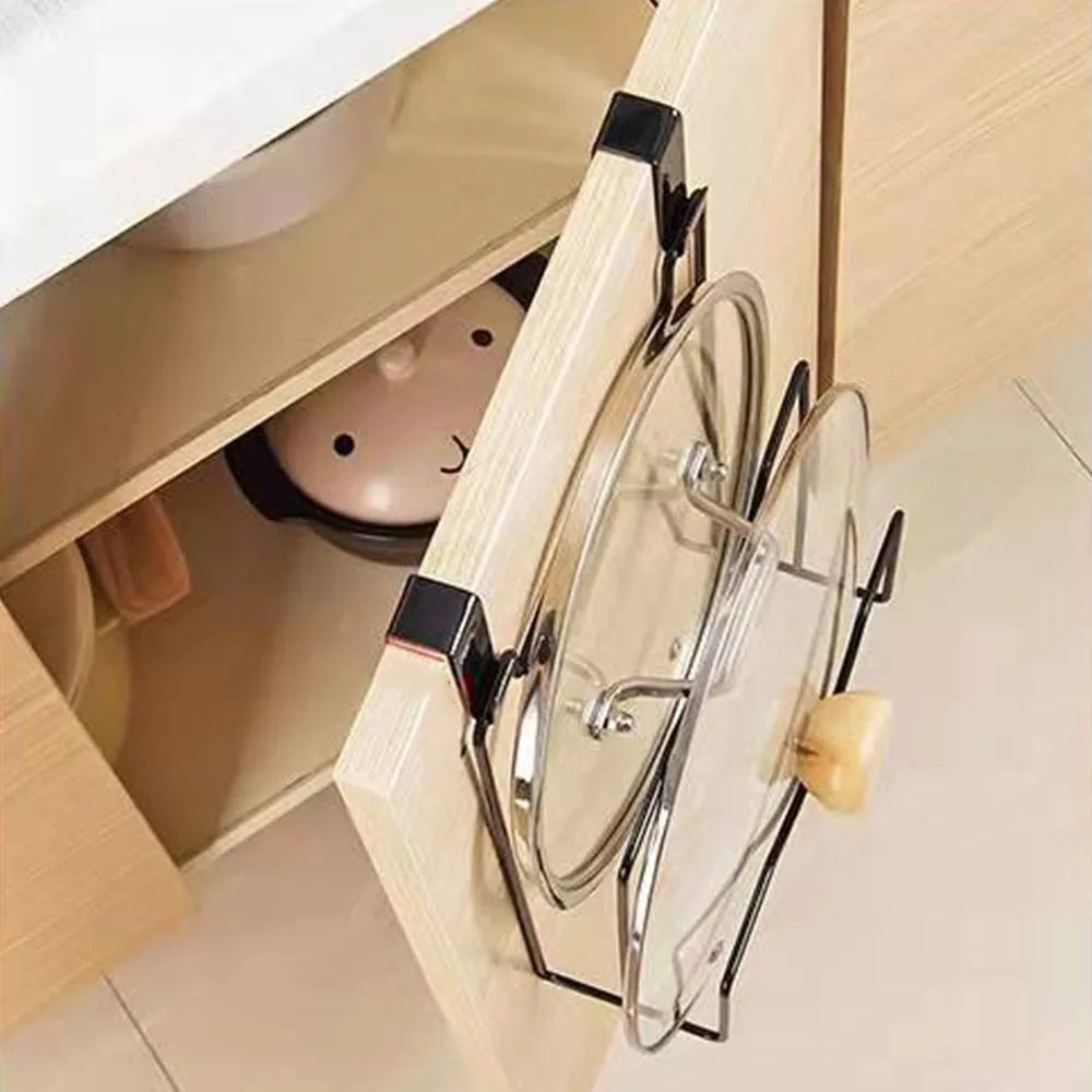 Metal Pot Lid Holder Rack – Space-Saving Kitchen Organizer Pot Lid Rack HIP