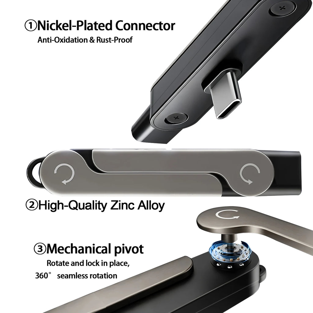 Foldable Phone Stand with USB-C OTG Adapter | Desktop Holder Phone Stand Adapter HIP