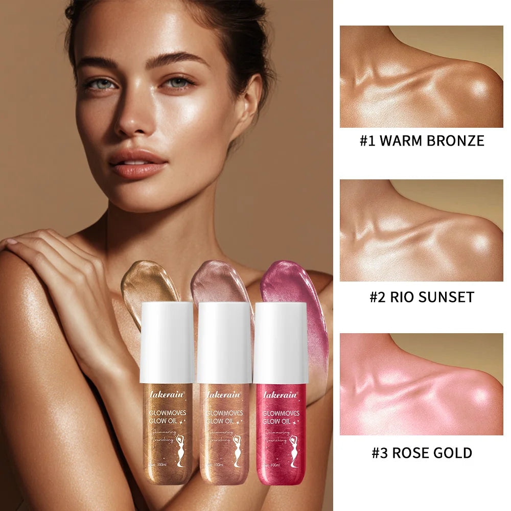 Lakerain Glowmotions Glow Body Oil 100ml Long Lasting Hydrating Shimmer Bronze Non-Greasy Summer Body Care Glow Oil Makeup HIP