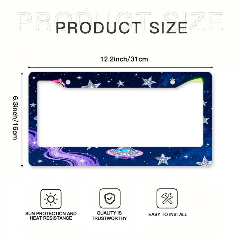 Metal License Plate Frame – Aerospace Stars Pattern Design License Plate Frame HIP