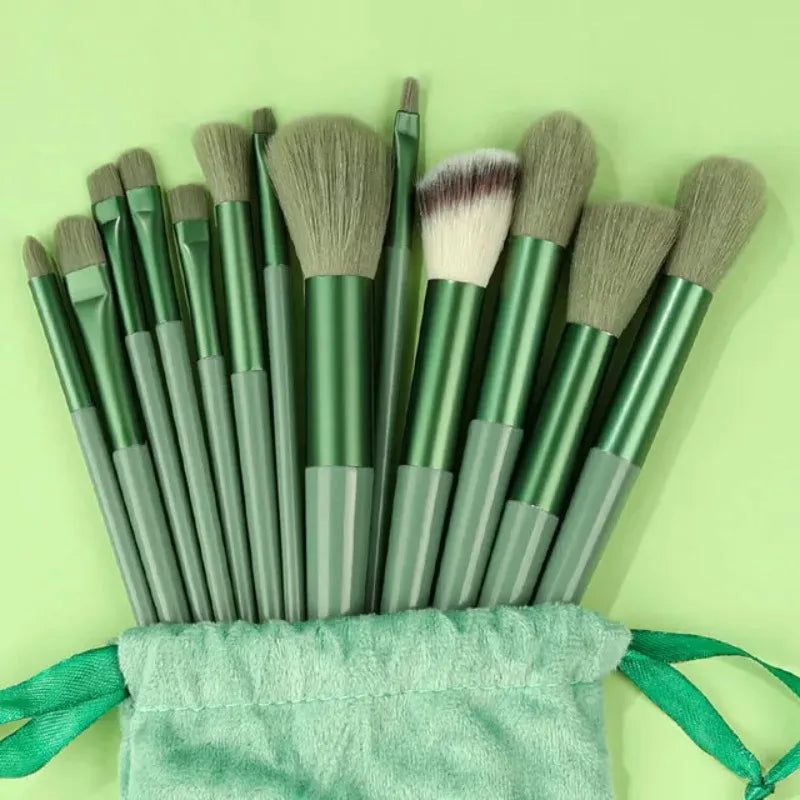 13-Piece Makeup Brush Set – Ultra Soft Bristles | RUZOFO Makeup Brush Set HIP C505-Green with bag