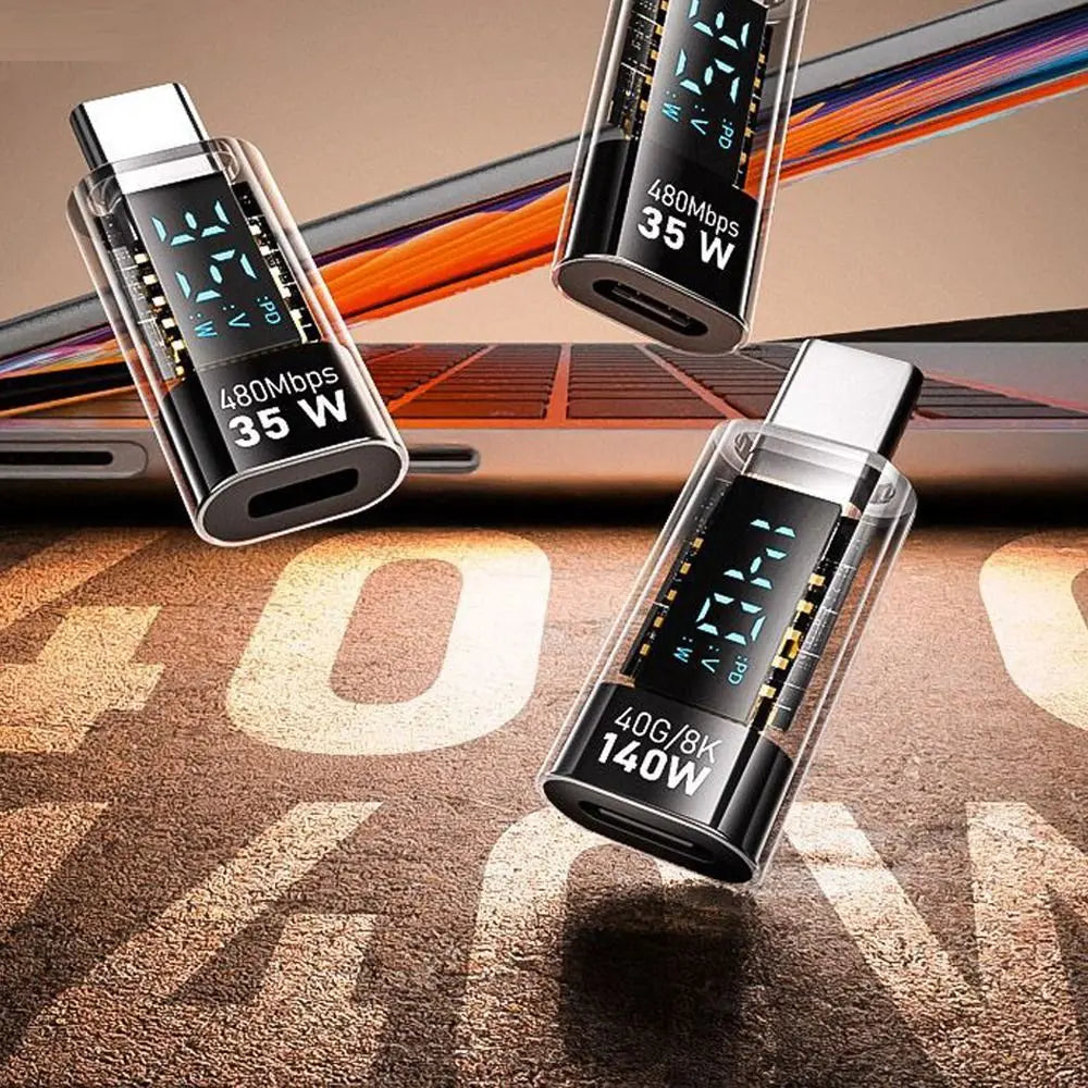 140W USB-C Adapter 40Gbps LED Display | PD3.0 Type-C Connector USB-C Adapter HIP