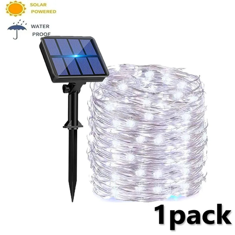 4-Pack Solar Fairy String Lights Outdoor – 8 Modes IP67 Solar String Lights HIP white 1pack 7m 50LED
