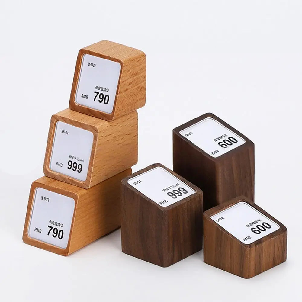 Wood Base Acrylic Price Tag Holder Stand – 3 Sizes Price Tag Display Stand HIP