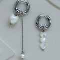 Bohemian White Shell Heart Drop Earrings | Women's Fashion Drop Earrings HIP ED4565-W
