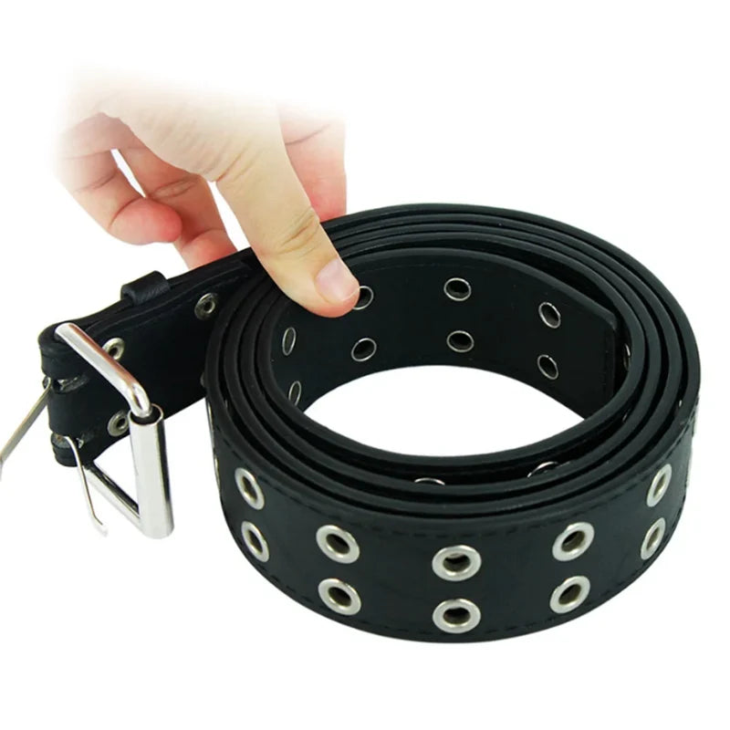 MYMC Punk Chain Belt – Adjustable Grommet Buckle Unisex Punk Chain Belt HIP Black 150cm
