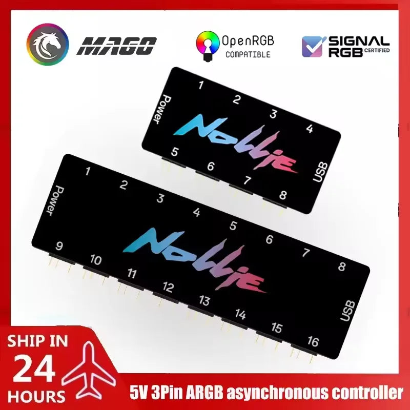 8/16-Way ARGB Splitter Hub – SignalRGB & OpenRGB 5V 3-Pin ARGB Controller Hub HIP