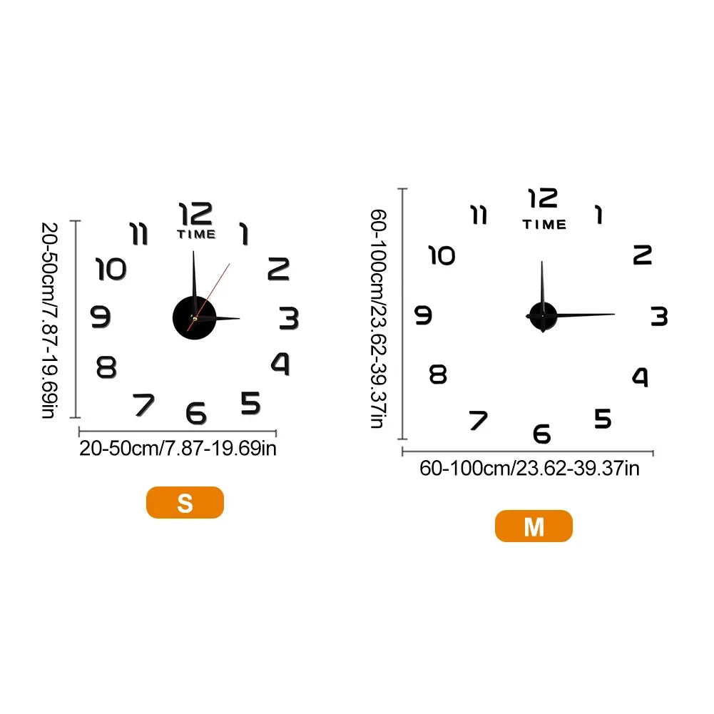 Frameless Acrylic Sticker DIY Roman Numerals Wall Clock Silent 40cm/90cm Clock For Bedroom Living Room Office Decoration Gift HIP