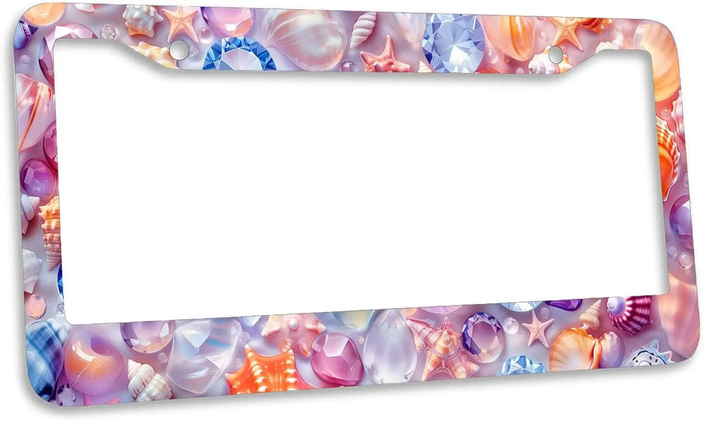 Crystal Shell License Plate Frame – Rust-Proof Ocean Gem License Plate Frame HIP