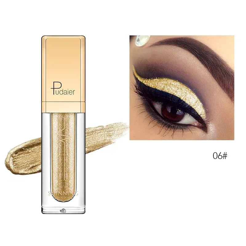New Make Up Liquid Eyeshadow Waterproof Glitter Pigments Purple Gold Metalic Women Beauty Gel Eye Shadow Cream 18 Colors Makeup HIP 06