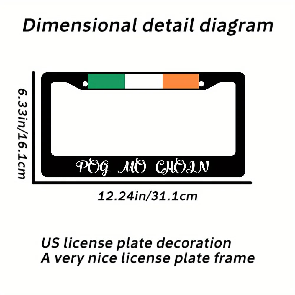 Irish Flag Gaelic License Plate Frame – Aluminum 6x12" License Plate Frame HIP