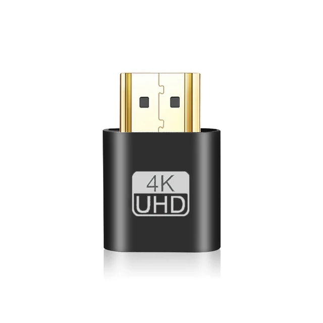 4K HDMI Dummy Plug Virtual Display Adapter – DVI & VGA Display Emulator Adapter HIP Black Adapter