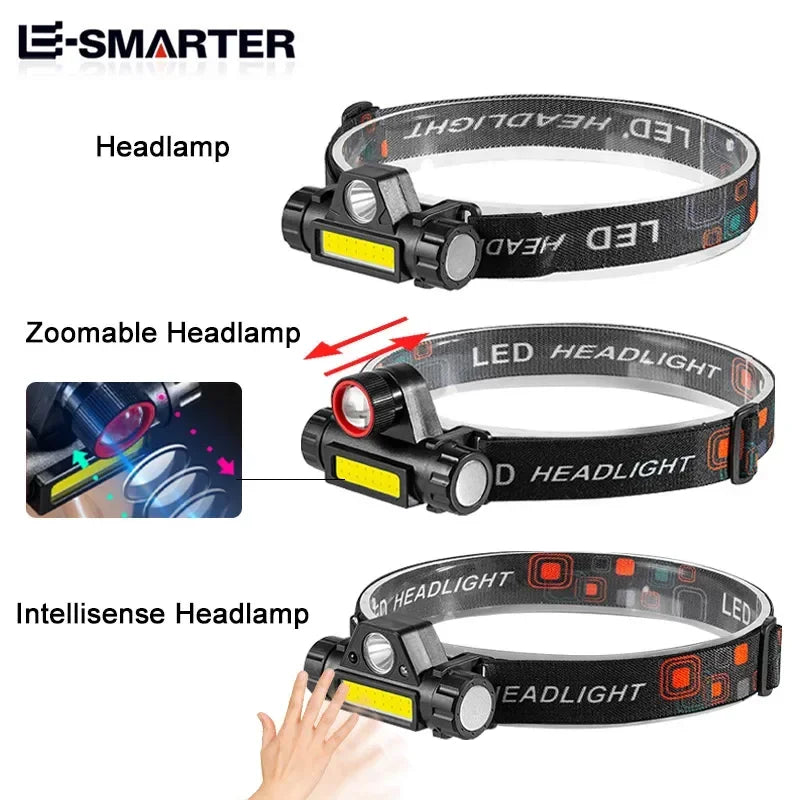 ESMARTER COB LED Rechargeable Headlamp – Waterproof & Magnetic LED Headlamp HIP