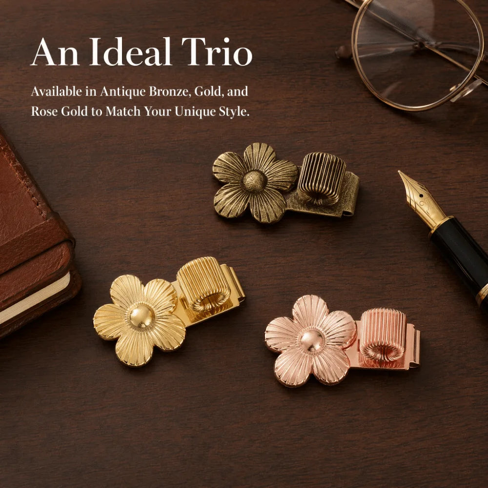 Vintage Flower Metal Pen Clip – Elastic Notebook Pen Holder Notebook Pen Clip HIP