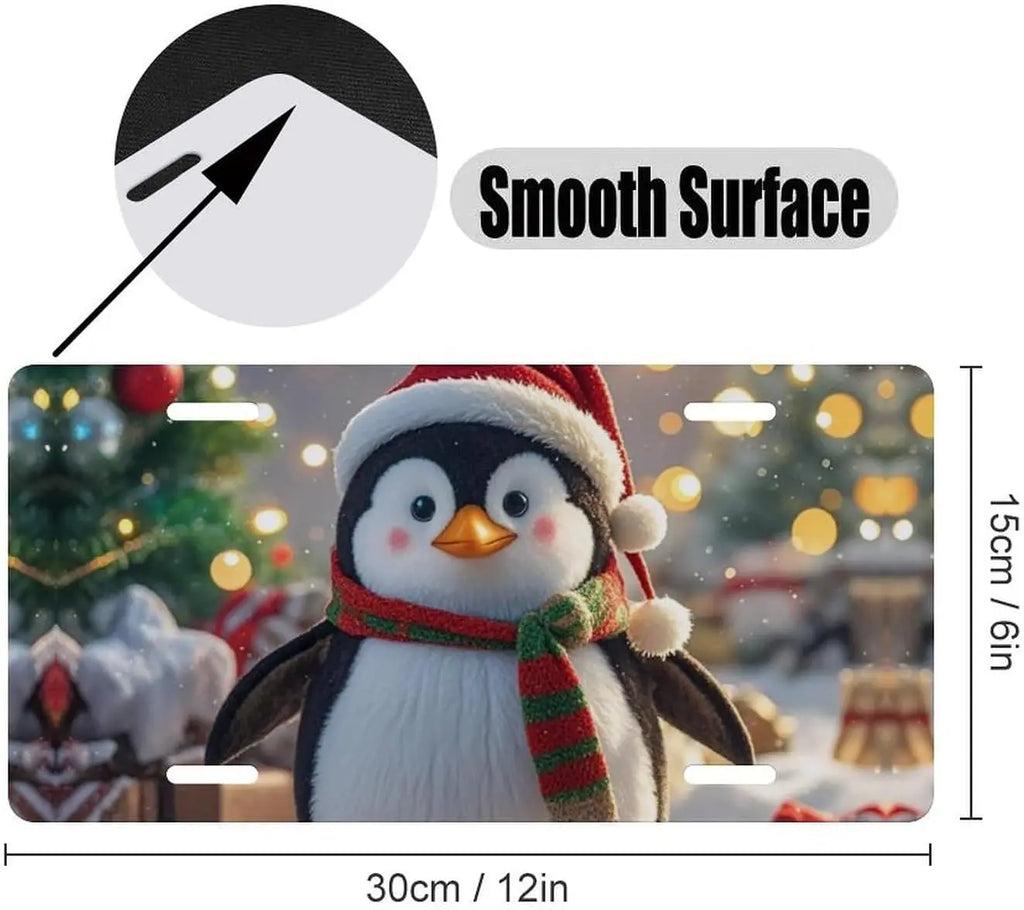Christmas Penguin Aluminum Car Front License Plate Frame Cover License Plate Frame HIP