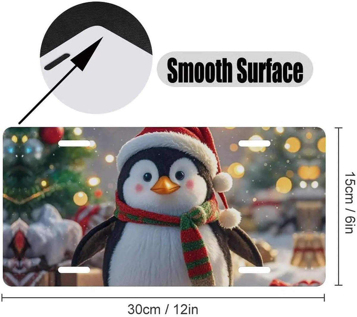 Christmas Penguin Aluminum Car Front License Plate Frame Cover License Plate Frame HIP