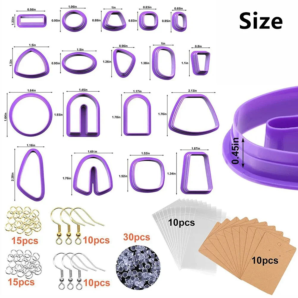 18-129PCS Different Shapes Polymer Clay Cutters Earring Making Supplies Crafts Clay Jewelry Cutting Tools Accessories HIP
