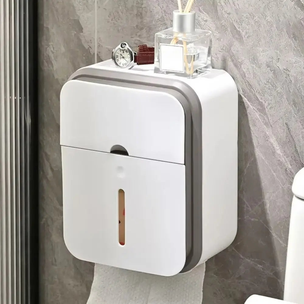 Wall-Mounted Toilet Paper Holder – Waterproof Double Layer Box Toilet Paper Holder HIP