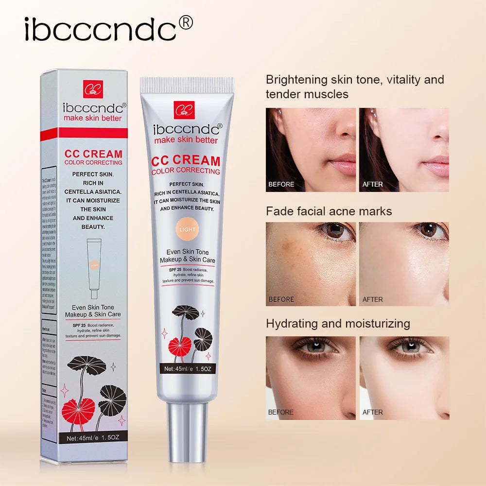 45ml Color Correcting CC Cream Facial Centella Asiatica Repair BB Cream Natural Concealer Whitening Liquid Foundation Cosmetics HIP