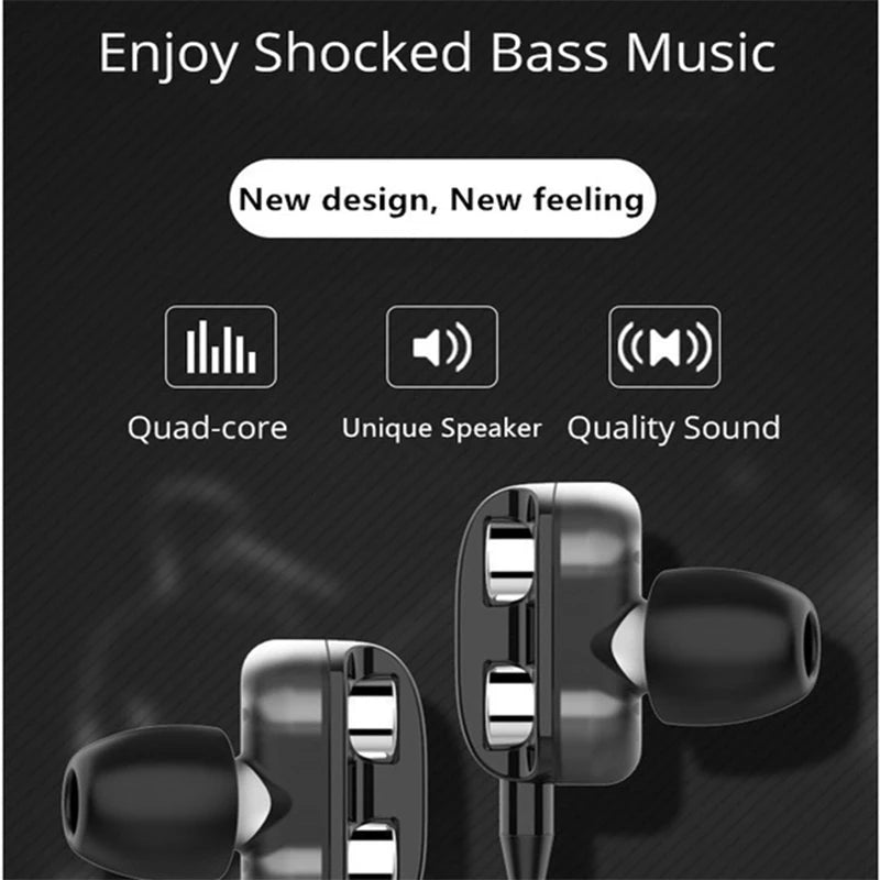 Dual Driver 3.5mm Wired Earphones – HiFi Stereo Deep Bass Wired In-Ear Earphones HIP