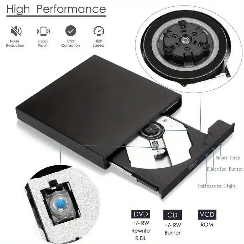 USB External CD DVD Drive – Portable Optical Player for Laptop External Optical Drive HIP
