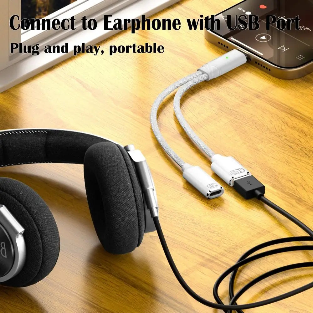2-in-1 USB-C Splitter PD 100W Charging & Audio Adapter OTG USB-C Splitter Adapter HIP