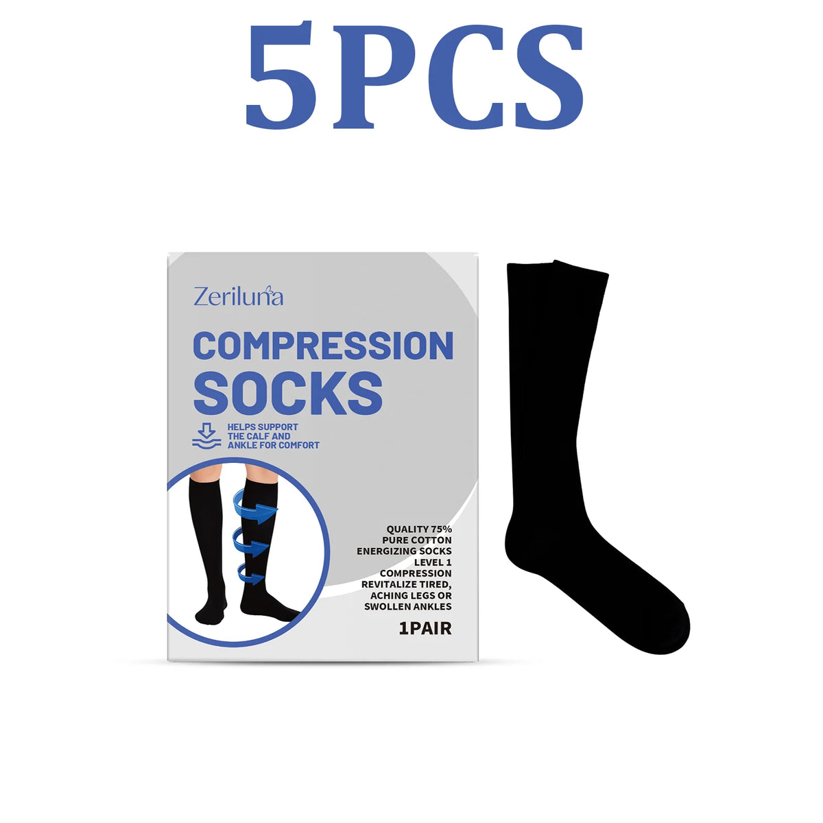 Graduated Compression Stockings – Ankle & Leg Support Socks Compression Socks HIP 5PCS