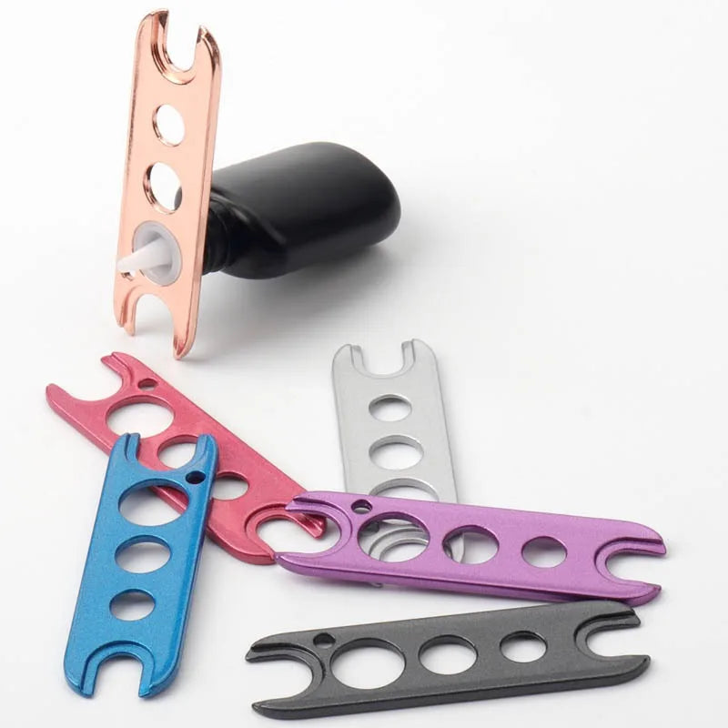Multi‑Hole Stainless Steel Eyelash Glue Bottle Opener Bead Chain Key Ring Buckle Multiple Colors Lash Salon Technician Supplies HIP